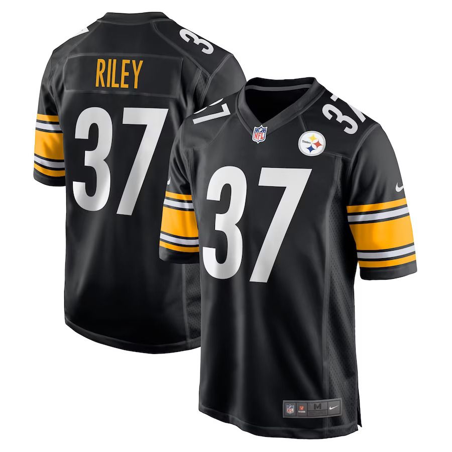 Men Pittsburgh Steelers #37 Elijah Riley Nike Black Game Player NFL Jersey->women nfl jersey->Women Jersey